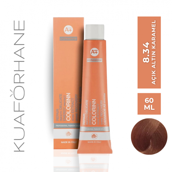 COLORINN PROFESSİONAL TÜP SAÇ BOYASI 60 ML 8.34 AÇIK ALTIN KARAMEL