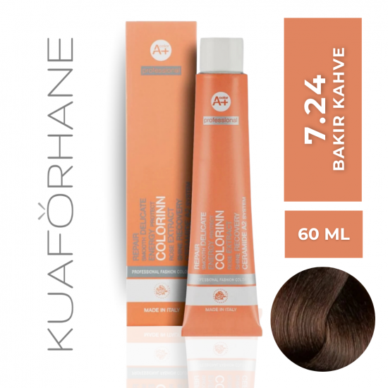 COLORINN PROFESSİONAL TÜP SAÇ BOYASI 60 ML 7.24 BAKIR KAHVE