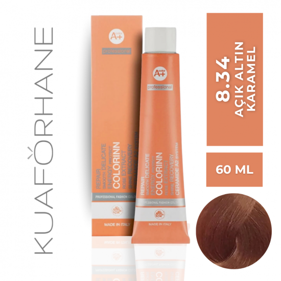 COLORINN PROFESSİONAL TÜP SAÇ BOYASI 60 ML 8.34 AÇIK ALTIN KARAMEL