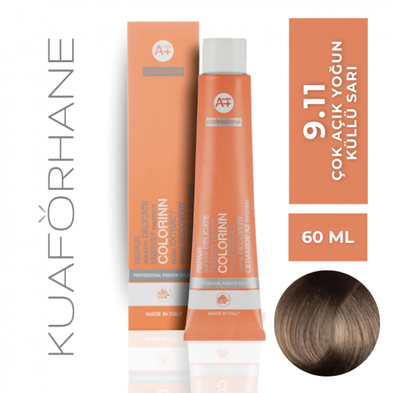 COLORINN PROFESSİONAL TÜP SAÇ BOYASI 60 ML 9.11 ÇOK AÇIK SARI YOĞUN KÜLLÜ