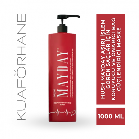 HUSH MAYDAY AŞIRI İŞLEM GÖREN SAÇLAR İÇİN KORUYUCU VE ONARICI BAĞ GÜÇLENDİRİCİ MASKE 1000 ML