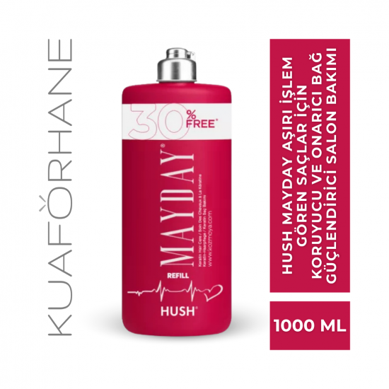 HUSH MAYDAY AŞIRI İŞLEM GÖREN SAÇLAR İÇİN KORUYUCU VE ONARICI BAĞ GÜÇLENDİRİCİ SALON BAKIMI 1000 ML