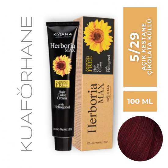 KYANA HERBORIA MAX  AMONYAKSIZ SAÇ BOYASI 100 ML  5/29  AÇIK KESTANE ÇİKOLATA KÜLLÜ