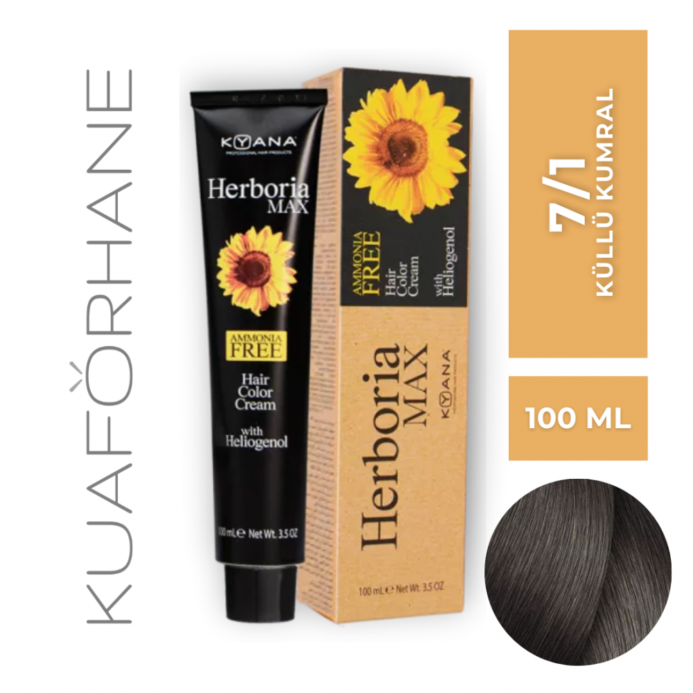 KYANA HERBORIA MAX AMONYAKSIZ SAÇ BOYASI 100 ML 7/1 KUMRAL KÜLLÜ