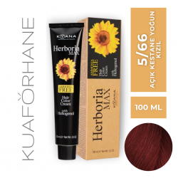 KYANA HERBORIA MAX  AMONYAKSIZ SAÇ BOYASI 100 ML  5/66  AÇIK KESTANE YOĞUN KIZIL