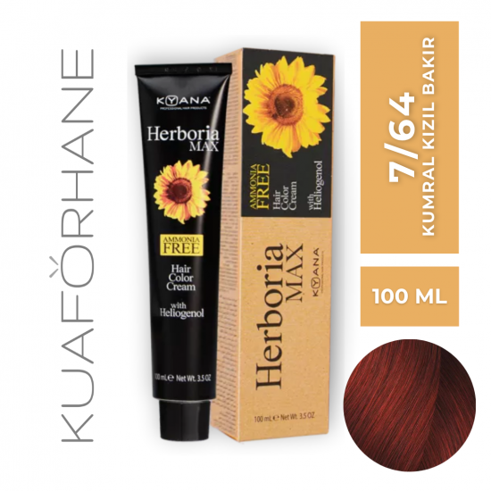 KYANA HERBORIA MAX  AMONYAKSIZ SAÇ BOYASI 100 ML  7/64  KUMRAL KIZIL BAKIR
