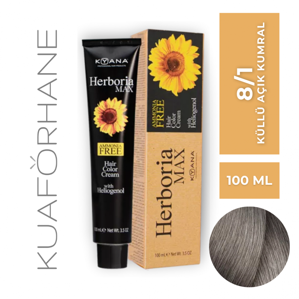 KYANA HERBORIA MAX AMONYAKSIZ SAÇ BOYASI 100 ML 8/1 AÇIK KUMRAL KÜLLÜ