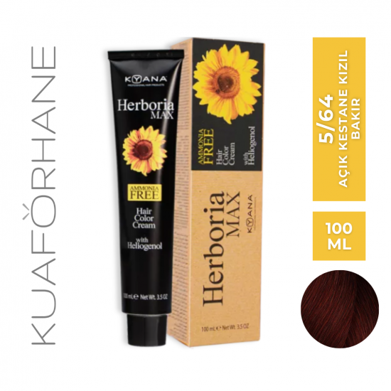 KYANA HERBORIA MAX AMONYAKSIZ SAÇ BOYASI 100 ML 5/64 AÇIK KESTANE KIZIL BAKIR