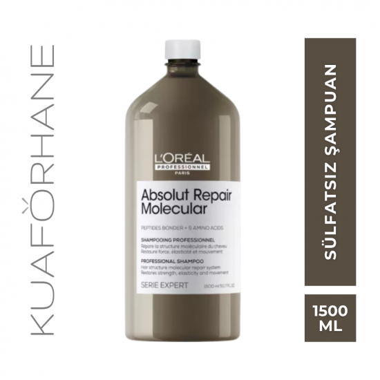 LOREAL ABSOLUT REPAIR MOLECULAR TÜM YIPRANMIŞ SAÇLAR İÇİN ONARICI VE GÜÇLENDİRİCİ SÜLFATSIZ ŞAMPUAN 1500 ML