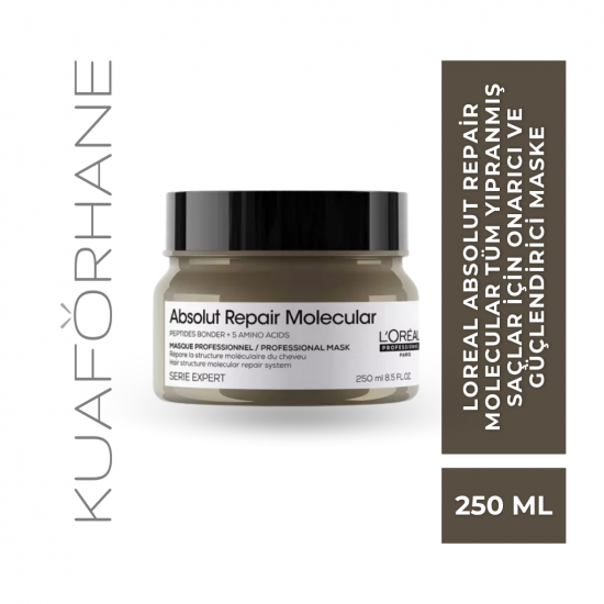 LOREAL ABSOLUT REPAIR MOLECULAR TÜM YIPRANMIŞ SAÇLAR İÇİN ONARICI VE GÜÇLENDİRİCİ MASKE 250 ML