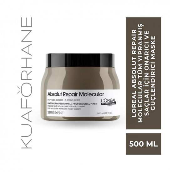 LOREAL ABSOLUT REPAIR MOLECULAR TÜM YIPRANMIŞ SAÇLAR İÇİN ONARICI VE GÜÇLENDİRİCİ MASKE 500 ML
