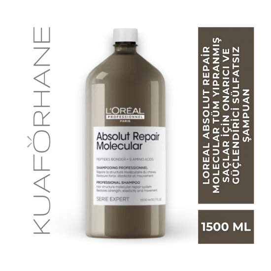 LOREAL ABSOLUT REPAIR MOLECULAR TÜM YIPRANMIŞ SAÇLAR İÇİN ONARICI VE GÜÇLENDİRİCİ SÜLFATSIZ ŞAMPUAN 1500 ML