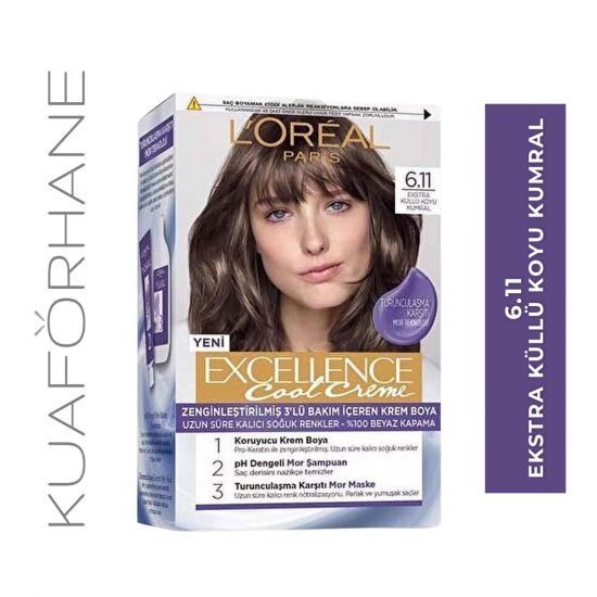 LOREAL PARIS EXCELLENCE COOL CREME 6.11 EKSTRA KÜLLÜ KOYU KUMRAL