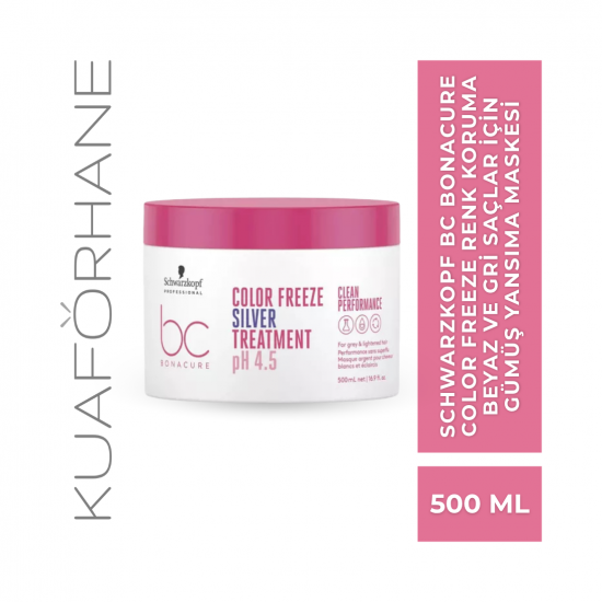 SCHWARZKOPF BC BONACURE COLOR FREEZE RENK KORUMA BEYAZ VE GRİ SAÇLAR İÇİN GÜMÜŞ YANSIMA MASKESİ 500 ML