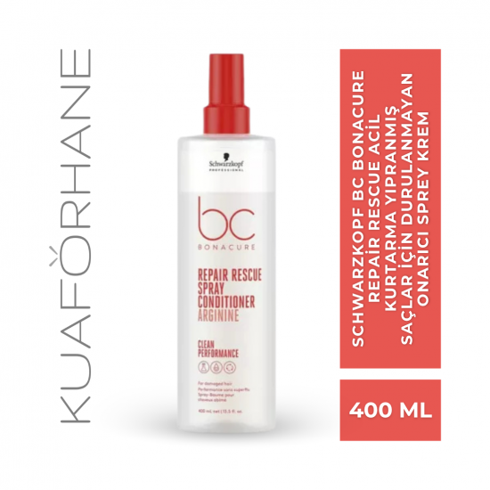 SCHWARZKOPF BC BONACURE REPAİR RESCUE ACİL KURTARMA YIPRANMIŞ SAÇLAR İÇİN DURULANMAYAN ONARICI SPREY KREM 400 ML